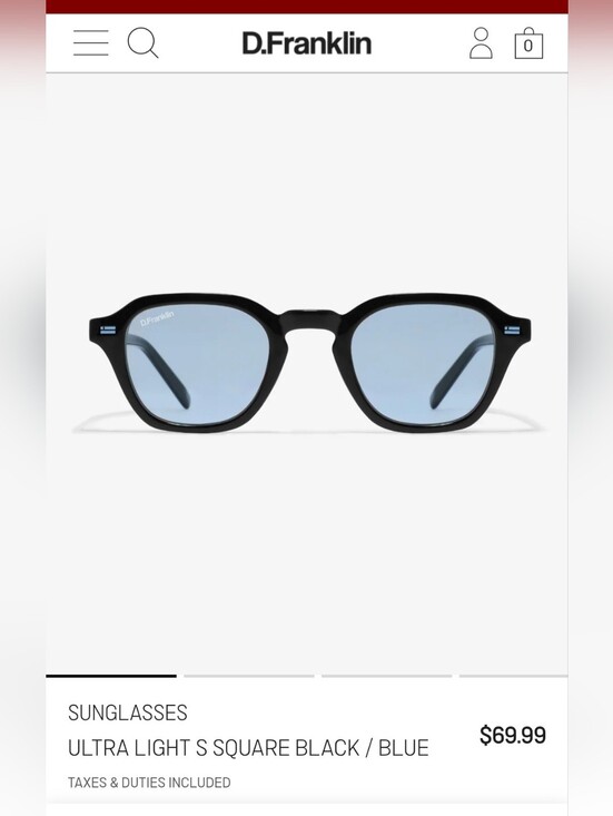 Other - D.Franklin Ultra Light S Square Sunglasses - Black/Blue